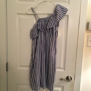 One Shoulder Striped Dress